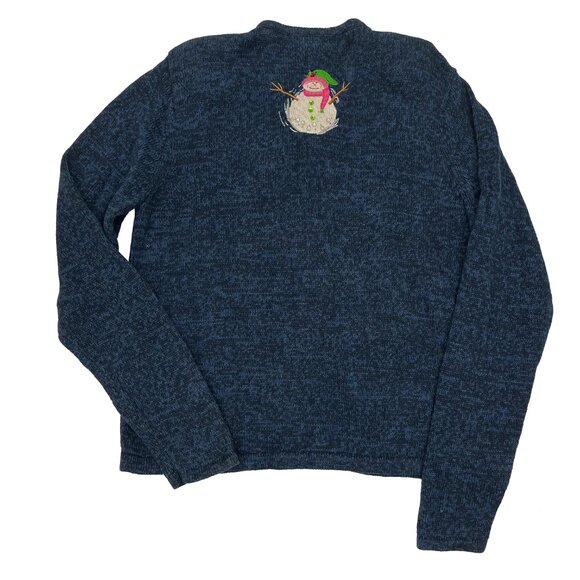 Tiara International Snowman Christmas Winter Sweater Cardigan Full Zip Womens L - Picture 5 of 7